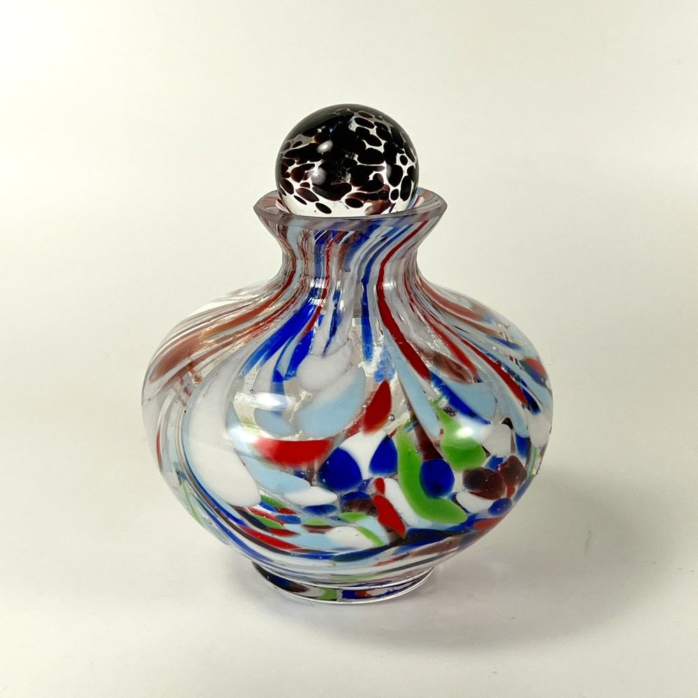 Perfume Vanity Bottle Multicolor Swirl End Of Day Glass Brown Clear Stopper
